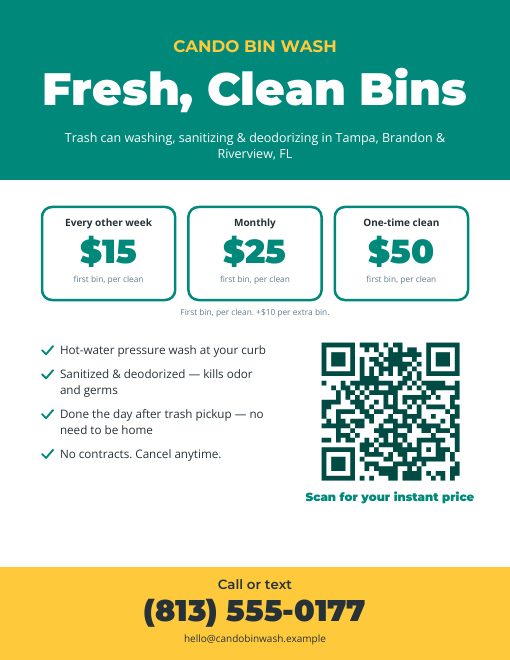 Trash bin cleaning flyer example
