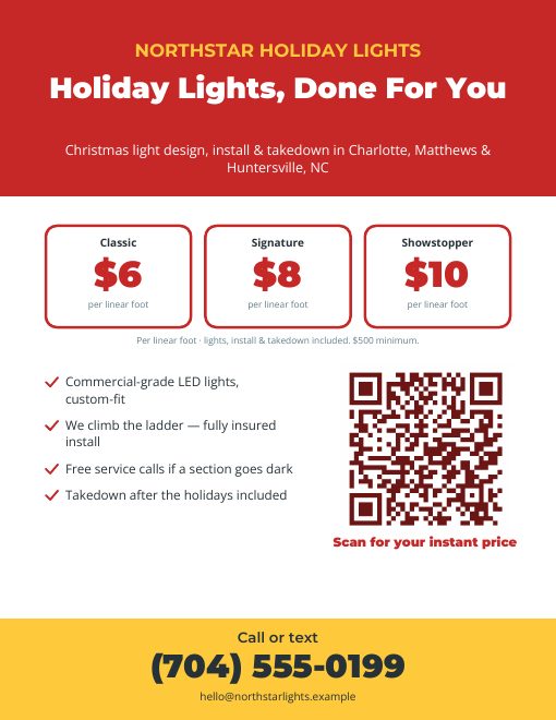 Christmas light installation flyer example